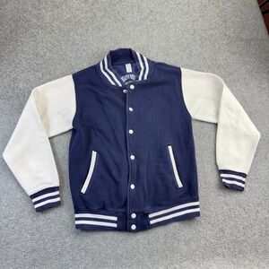 Death Row Records Letterman Varsity Jacket Navy White Small Rap Streetwear *READ